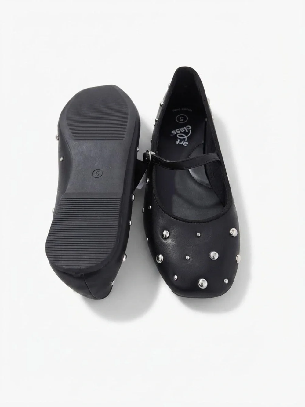 art class Black Mary Jane Shoes with Silver Studs